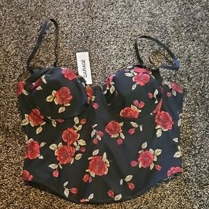 Garage Black Rose Print Crop Top